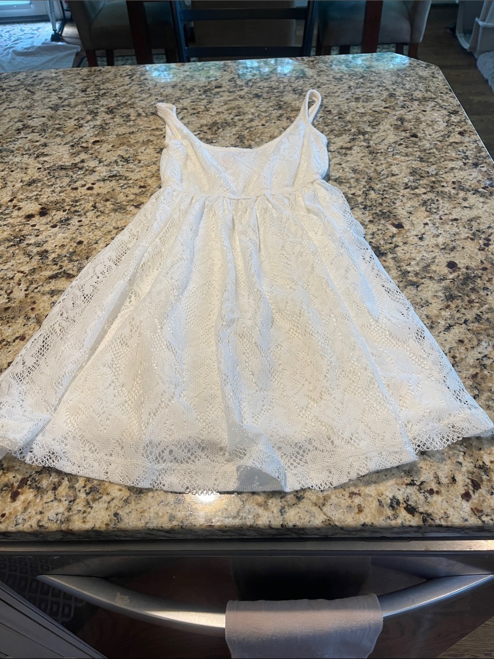 White Lace Mini Dress with Spaghetti Straps